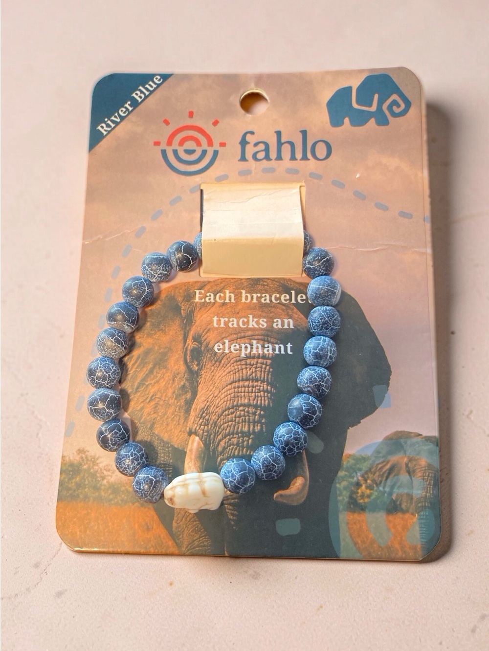Fahlo Expedition Elephant Tracking Bracelet River Blue NWT